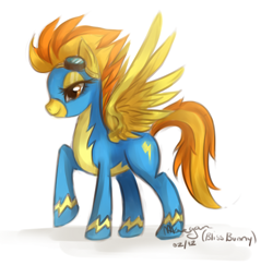 Size: 500x485 | Tagged: safe, artist:felynea, imported from derpibooru, spitfire, pegasus, pony, female, goggles, mare, simple background, solo, white background, wonderbolts uniform