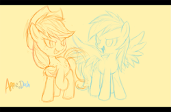 Size: 855x561 | Tagged: safe, artist:mn27, imported from derpibooru, applejack, rainbow dash, appledash, female, lesbian, shipping