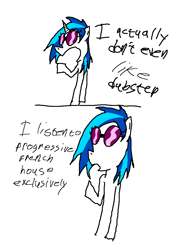 Size: 800x1100 | Tagged: safe, artist:ihatemikegnash, imported from derpibooru, dj pon-3, vinyl scratch, 1000 hours in ms paint, dialogue, glasses