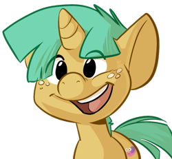 Size: 772x714 | Tagged: safe, artist:php27, imported from derpibooru, snails, pony, unicorn, foal, male, simple background, smiling, solo, transparent background