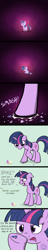 Size: 650x3375 | Tagged: safe, artist:flavinbagel, imported from derpibooru, twilight sparkle, pony, angry, broken, comic, looking at hoof, pointy ponies, smashed, solo, stepped on