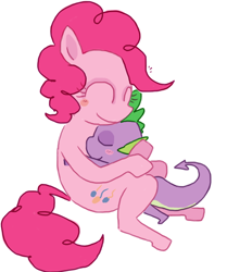 Size: 558x668 | Tagged: safe, artist:the weaver, artist:weaver, imported from derpibooru, pinkie pie, spike, blush sticker, blushing, colored, female, hug, male, pinkiespike, shipping, simple background, spikelove, straight, white background