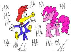 Size: 900x654 | Tagged: safe, artist:bakertoons, deleted from derpibooru, imported from derpibooru, pinkie pie, crossover, woody woodpecker