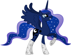 Size: 4146x3217 | Tagged: safe, artist:voaxmasterspydre, imported from derpibooru, princess luna, alicorn, pony, clothes, female, mare, raised hoof, simple background, socks, solo, transparent background, vector
