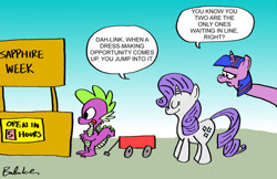 Size: 900x583 | Tagged: safe, artist:bakertoons, deleted from derpibooru, imported from derpibooru, rarity, spike, twilight sparkle, comic