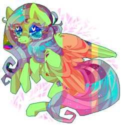 Size: 561x575 | Tagged: safe, artist:njeekyo, imported from derpibooru, fluttershy, pegasus, pony, colorful, eyestrain warning, female, mare, simple background, solo, white background, wings