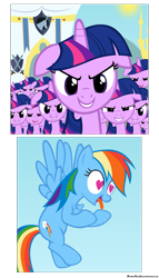 Size: 1269x2215 | Tagged: safe, artist:navitaserussirus, imported from derpibooru, rainbow dash, twilight sparkle, changeling, disguise, disguised changeling, female, lesbian, mare, shipping, twidash
