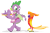 Size: 2900x1900 | Tagged: safe, artist:equestria-prevails, imported from derpibooru, peewee, spike, dragon, phoenix, apron, awesome in hindsight, clothes, duo, fangs, heartwarming in hindsight, hilarious in hindsight, looking back, male, mouth hold, naked apron, older, open mouth, simple background, smiling, tea, teacup, teapot, teenage spike, transparent background, walking, winged spike, wings