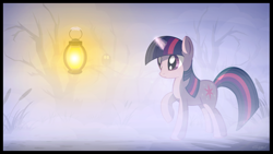 Size: 1920x1080 | Tagged: safe, artist:gign-3208, imported from derpibooru, twilight sparkle, pony, unicorn, dead tree, female, fog, glowing horn, lantern, magic, mare, raised hoof, solo, telekinesis, tree, unicorn twilight, wallpaper