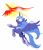 Size: 3100x3600 | Tagged: safe, artist:equestria-prevails, imported from derpibooru, philomena, princess luna, alicorn, phoenix, pony, :o, duo, female, flying, frown, glowing, glowing eyes, glowing horn, high res, long mane, magic, mare, open mouth, pet, s1 luna, simple background, spread wings, transparent background, vector, white eyes, windswept mane, wings