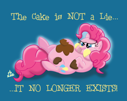 Size: 1024x819 | Tagged: dead source, safe, artist:ronaldhennessy, imported from derpibooru, pinkie pie, pony, cake, chubby cheeks, fat, female, mare, pudgy pie, the cake is a lie, tongue out