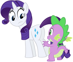 Size: 2500x2100 | Tagged: safe, artist:adcoon, imported from derpibooru, rarity, spike, pony, unicorn, lesson zero, butt, duo, high res, looking at butt, looking back, plot, rearity, show accurate, simple background, transparent background