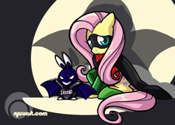 Size: 1000x717 | Tagged: safe, artist:alienfirst, artist:ryuuart, imported from derpibooru, angel bunny, fluttershy, batman, clothes, cosplay, costume, robin