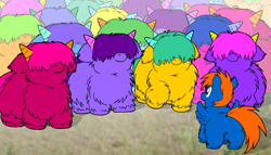 Size: 800x457 | Tagged: safe, artist:marcusmaximus, imported from derpibooru, fluffy pony, butt, fall of cleveland, fluffalo, fluffy pony original art, mercury (fluffy pony), plot