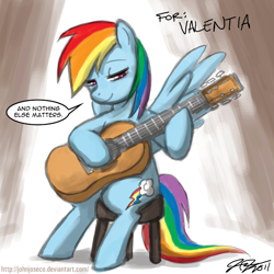 Size: 900x900 | Tagged: safe, artist:johnjoseco, imported from derpibooru, rainbow dash, pony, female, guitar, metallica, solo