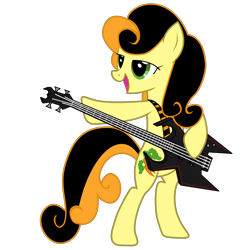 Size: 1000x1000 | Tagged: safe, artist:deathaura40s, imported from derpibooru, carrot top, golden harvest, pony, bass guitar, female, metal, musical instrument, solo