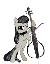 Size: 1250x1600 | Tagged: safe, artist:deathaura40s, artist:diskein, edit, imported from derpibooru, octavia melody, pony, cello, choker, electric cello, female, hair dye, makeup, metal, musical instrument, rocktavia, simple background, solo, spiked choker, symphonic metal, transparent background