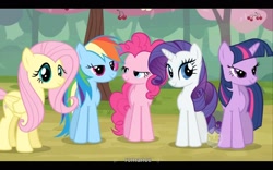 Size: 1680x1050 | Tagged: safe, imported from derpibooru, screencap, fluttershy, pinkie pie, rainbow dash, rarity, twilight sparkle, the last roundup, out of context, romance, youtube caption