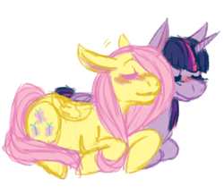 Size: 438x366 | Tagged: safe, artist:glynn, imported from derpibooru, fluttershy, twilight sparkle, blushing, female, lesbian, shipping, twishy