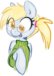 Size: 409x570 | Tagged: safe, artist:php27, imported from derpibooru, derpy hooves, pony, clothes, cute, female, glasses, ponytail, simple background, solo, sweater, white background