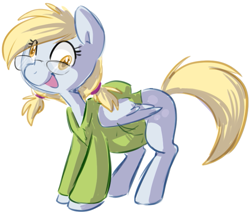 Size: 693x590 | Tagged: safe, artist:php27, imported from derpibooru, derpy hooves, pony, clothes, female, glasses, hoodie, ponytail, solo