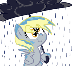 Size: 770x700 | Tagged: safe, artist:tess, imported from derpibooru, derpy hooves, pegasus, pony, cloud, female, mare, rain, simple background, solo, transparent background, umbrella, wet mane