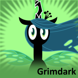 Size: 250x250 | Tagged: safe, imported from derpibooru, queen chrysalis, changeling, changeling queen, bust, female, flowing mane, implied grimdark, meta, meta:grimdark, official spoiler image, solo, spoilered image joke