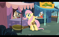 Size: 1024x640 | Tagged: safe, edit, edited screencap, imported from derpibooru, screencap, caboose, crafty crate, fluttershy, pegasus, pony, putting your hoof down, caption, female, male, mare, stallion, vulgar, youtube caption