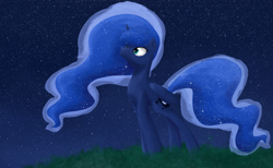 Size: 1500x925 | Tagged: safe, artist:tealdragon44, imported from derpibooru, princess luna, alicorn, pony, female, looking at something, looking up, mare, night, solo, starry night