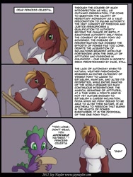 Size: 675x900 | Tagged: safe, artist:jaynaylor, imported from derpibooru, big macintosh, spike, anthro, comic, dear princess celestia, denied, intellectually hilarious, letter, pony politics, sesquipedalian loquaciousness, tl;dr, verbose macintosh, wall of text