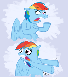 Size: 657x749 | Tagged: safe, artist:tapediggity, imported from derpibooru, rainbow dash, pony, female, reaction image, solo, wat, why