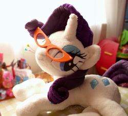 Size: 785x716 | Tagged: safe, artist:piquipauparro, imported from derpibooru, rarity, glasses, irl, photo, plushie, toy