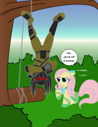 Size: 618x800 | Tagged: safe, artist:capnchryssalid, imported from derpibooru, fluttershy, yautja, crossover, predator (franchise)