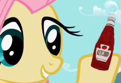 Size: 525x360 | Tagged: safe, imported from derpibooru, fluttershy, animated, catsup, female, ketchup, simpsons did it, the simpsons