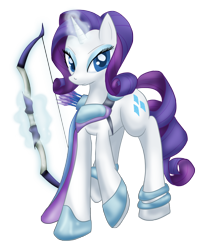 Size: 2466x3000 | Tagged: safe, artist:zedrin, imported from derpibooru, rarity, pony, armor, bow (weapon), female, high res, solo