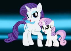 Size: 900x643 | Tagged: safe, artist:maplesunrise, imported from derpibooru, rarity, sweetie belle, pony, unicorn, cutie mark, duo, duo female, female, filly, mare, open mouth, sisters