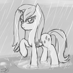 Size: 900x900 | Tagged: safe, artist:speccysy, imported from derpibooru, rarity, pony, female, rain, solo, wet, wet mane, wet mane rarity