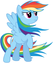 Size: 5000x5894 | Tagged: safe, artist:stabzor, imported from derpibooru, rainbow dash, pegasus, pony, .psd available, absurd resolution, raised hoof, simple background, smiling, solo, transparent background, vector, windswept mane