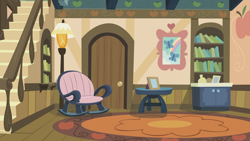 Size: 6666x3747 | Tagged: safe, artist:boneswolbach, imported from derpibooru, background, door, no pony, rocking chair, stairs, sweet apple acres, table