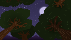 Size: 8889x5000 | Tagged: safe, artist:boneswolbach, imported from derpibooru, absurd resolution, background, canopy, forest, full moon, low angle, moon, night, no pony, stars, tree, worm's eye view