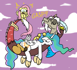 Size: 1000x907 | Tagged: safe, artist:mickeymonster, imported from derpibooru, discord, princess celestia, colored, dislestia, female, hilarious in hindsight, male, shipping, sleeping, straight