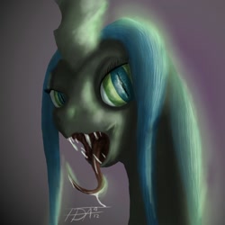 Size: 1000x1000 | Tagged: safe, artist:feralblooddragon, artist:tattertailart, imported from derpibooru, queen chrysalis, changeling, changeling queen, female