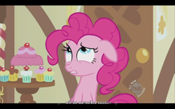 Size: 640x400 | Tagged: safe, imported from derpibooru, screencap, pinkie pie, baby cakes, hub logo, youtube caption