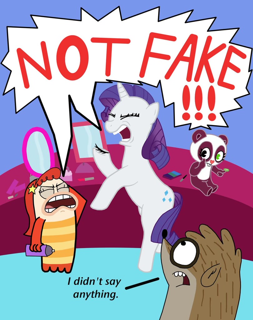 47964 - safe, rarity, oc, crossover, non-mlp oc, regular show,  artist:cartuneslover16, happy tree friends, rigby, fish hooks - Ponerpics