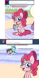 Size: 800x1600 | Tagged: safe, artist:solar-slash, imported from derpibooru, derpy hooves, lyra heartstrings, pinkie pie, pegasus, pony, sea pony, ask pinkie pie solutions, dreamy, female, mare, seapony lyra, water