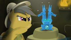 Size: 3000x1700 | Tagged: safe, artist:mikoruthehedgehog, imported from derpibooru, daring do, pegasus, pony, read it and weep, female, sapphire statue, solo