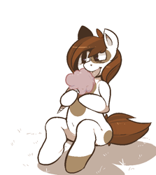 Size: 600x673 | Tagged: safe, artist:mangneto, imported from derpibooru, pipsqueak, pony, cotton candy, food, licking, male, sitting, solo, squeakabetes, tongue out
