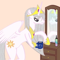Size: 1000x1000 | Tagged: safe, artist:invidlord, imported from derpibooru, princess celestia, pony, bed mane, female, hair dye, solo