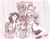 Size: 900x702 | Tagged: safe, artist:emmy, imported from derpibooru, applejack, fluttershy, pinkie pie, rainbow dash, rarity, twilight sparkle, human, hijab, humanized, islam, islamashy, mane six, monochrome