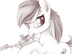 Size: 800x600 | Tagged: safe, artist:rainbow, imported from derpibooru, roseluck, earth pony, pony, female, mare, monochrome, solo